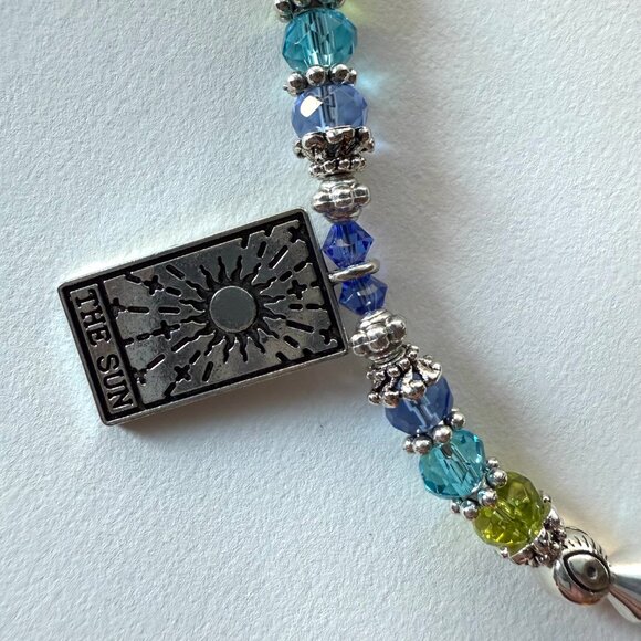 Handmade Necklace Sterling Silver Tarot Charms & *YOU CHOOSE COLORS* Glass Beads - Picture 2 of 10
